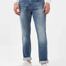 Lee Travis Blue Slim Fit Heavily Washed Distressed Jeans-picture-45