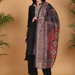 Anouk Women Floral Embroidered Thread Work Kurta with Palazzos & Dupatta image 2