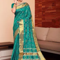 JUST FASHION Woven Design Zari  Bandhani Saree-image-77