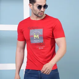 Dollar TypographyPrinted Round Neck Cotton Regular Fit T-shirt-picture-37