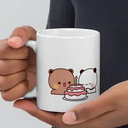 Mr UVD White & Brown Cartoon Characters Printed Ceramic Glossy Mug 350 ml-picture-17