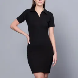 Anvi Be Yourself Black Knitted Slim Fit T Shirt Dress-image-72