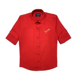Cavio Kids Red Cotton Embroidered Full Sleeves Shirt-picture-20