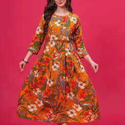 heartloom HEARTLOOMFloral Printed Round Neck Maxi Dress-picture-24
