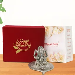 INTERNATIONAL GIFT Silver-Toned Patta Ganesh Religious Idol Showpiece-image-58