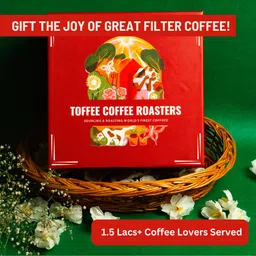 Toffee Coffee Roasters | Filter Coffee + Dabra Gift Set | Elegant Brass Dabara | South Indian Coffee Glass Set Bowl and Glass | South Indian Gifts, Diwali Coffee Gift Hamper For Family & Friends image 2