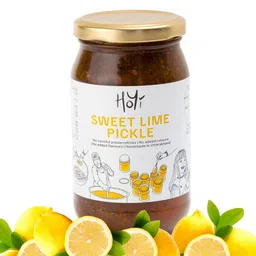 HoYi Sweet Lime Pickle – Khatta Meetha Nimbu Ka Achar – No Refined Sugar – Handmade Authentic Indian Pickle – Sun-Ripened Citrus – Packed in Glass Jar – Natural Taste from Uttarakhand (250gms) image 1
