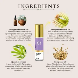 cannazo india Sinus Aid Roll-On | Natural Essential Oil Blend for Sinus Relief | Eucalyptus, Vijaya Leaf Extract and Lemongrass | Easy-to-Use Aromatherapy Roll-On for Nasal Congestion | 10ml image 2