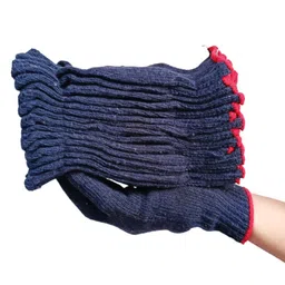 QTM Pack of 10 Pair Knitted Cotton Plain Winter/Normal Use Hand Gloves - Reusable Washable Unisex for Industrial and Work Purpose Safety image 1
