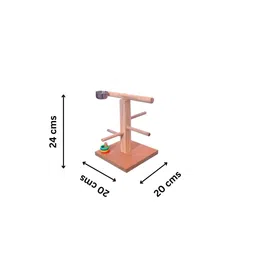 poonch pet store Poonch Wooden Bird T Stand with Four perches on Base with Feeder Cup and Ring Game for Budgies Cockatiel and Other Parrots image 5