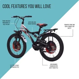 Hero F11 20T Bicycle for Kids | Dual Suspension | V Brake | Single Speed | Easy Self Assembly | Ideal for Kids 5 to 8 Years (White-Black) image 3