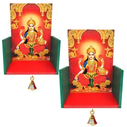 generic Vilakku Madam Traditional Diya Stand - Single Piece Lord Lakshmi Wall Mount With Brass Bell for Puja, Entrance, and Home image 3