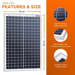 generic The Sun 25W-12V Solar Panel | Portable, Durable 25+ Years | Battery Charging (8Ah ~ 20Ah) | Guaranteed 25W Output (Upgrade over 20W Module | +5W More) image 4