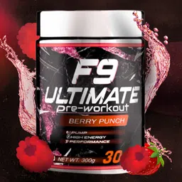 Muscle Asylum F9 Ultimate Pre-Workout Supplement, Berry Punch Flavour, 300g, 30 Servings with Creatine, Beta Alanine and Caffeine image 2