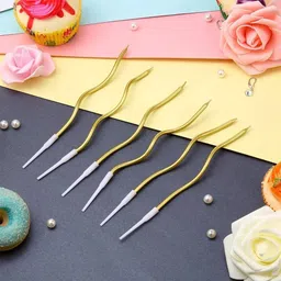 wp wanna party Wanna Party 12 CT Twisty Spiral Birthday Candles - Metallic Long Thin Curly Coil for Cake, Cupcake Decoration - Wedding Party (Golden) image 3