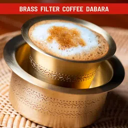 Toffee Coffee Roasters | Filter Coffee + Dabra Gift Set | Elegant Brass Dabara | South Indian Coffee Glass Set Bowl and Glass | South Indian Gifts, Diwali Coffee Gift Hamper For Family & Friends image 5