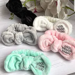 rkpm Girls Hair Band Wash Face Bath Spa Makeup Wrap Rabbit Ears Headband Soft Elastic (Gray) image 5