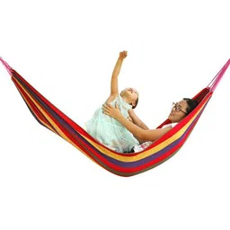 Saiyam Cotton Striped Foldable Hammock Hanging Bed for Garden Camping & Outdoor Activities (for Single Person, 190 cm x 80 cm, Multicolor) (1 Person) image 2