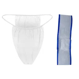 doberyl Pack of 20 Men's Spunlace Disposable Thongs Massage Centers, Spa, Beauty Parlours.Spa, Travelling, Hotels, Hospital with 10 Disposable Headband White image 1