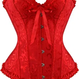 yashidun Women's Corsets Lace Up Overbust Corset | Bustier Lingerie Satin Floral Bustier Bodyshaper Top image 1