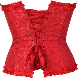yashidun Women's Corsets Lace Up Overbust Corset | Bustier Lingerie Satin Floral Bustier Bodyshaper Top image 3