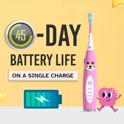 STIM Sonic Kids Electric Toothbrush | Soft Bristles | Replaceable Heads Included | 2 Minute Smart Timer | 45 Days Battery Life | 3 Brushing Modes (Blue, 3+ Years) image 3