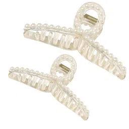 annacreations ANNA CREATIONS 2 Pcs Pearl Large Hair Claw Clips Long Hair Jaw Clips Clutches Barrettes Hair Accessories for Women and Girls image 1