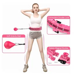 rkjc enterprise Smart Weighted Exercise Hoop, 24 Detachable Knots, Auto-Spinning Ball, Multicolour image 4