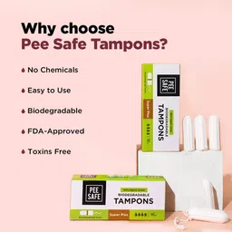 peesafe Pee Safe 100% Organic Cotton Tampons Super Plus (Pack Of 16) For Heavy Flow | Comfortable & Stain-Free Experience | Ultra Soft & Highly Absorbent | Rash & Irritation Free | Skin Friendly | FDA Approved | Pack Of 16 image 5