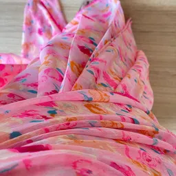 sidhidata Women's Georgette Printed Ready To Wear one Minute Saree With Unstitched Blouse Piece (Candy_Free Size) image 3