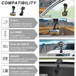 YUGAM Solutions Car Windshield Suction Cup Mount with 1/4" Tripod Mount Adapter Screw for Action Cameras Mobile Phone (Universal Mini Camera Suction Mount) image 2