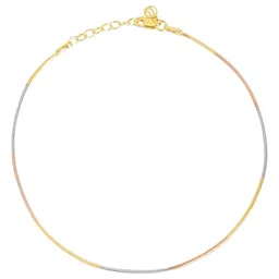 zavya 925 Sterling Silver Designer Triple Tone Rhodium, Gold & Rose Gold Plated Chain Anklet (SIngle) | With Certificate of Authenticity & 925 Hallmark | Gift for Women & Girls image 1