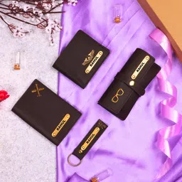 ncgifts Personalised Gift for Men – Gifts for Men Special Unique Customized Wallet for Boys and Brother Thoughtful Presents Combo with Keychain, Eyewear Case, Passport Cover (Brown) image 3