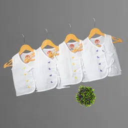 dearchamp Dearchamp® Pure Organic Cotton Embroidered Newborn Baby Clothes/Jhablas/Vests (pack of 4) image 2