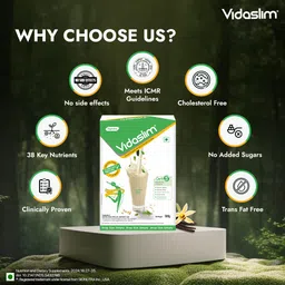 Vidaslim Meal Replacement Protein Health Shake for Weight Control & Weight Management for Women & Men | 22.8 gm Protein| L-Carnitine | Green Tea Extract| White Kidney Bean Extract | (500g, Vanilla Elixir) image 4