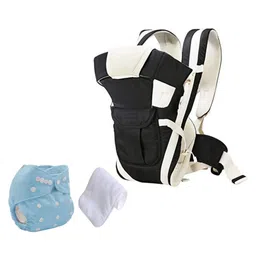 ghrasthi Reusable Diaper and Baby Carrier Combo, Multicolor, for 4 Months to 3 Years (Black) image 1