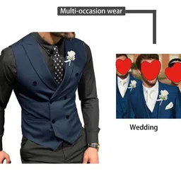 mcoskly Men's Double Breasted Suit Vests, Casual Business Vests, Slim Fit Waistcoat,for Wedding Groom Dating image 4