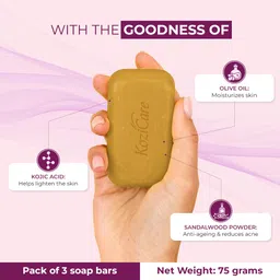 Kozicare Kojic Acid Soap & Glutathione Soap | Sandal Soap | Body Tan Removal Soap & Detan Soap | Sandalwood Ghar Ka Soap | Natural Soap | Soaps for Bath | Bath Soap Combo Offers - Pack of 3 image 3