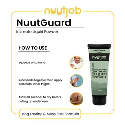 NUUT Guard Liquid Intimate Powder For Men 100 Millilitre Use Intimate Area Hygiene Product Aloe Leaf Juice No Itching,Irritation Prevents Wetness Talc,Aluminium&Paraben Free For Men-Boys image 3