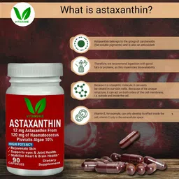 vitaruhe VITARUHE® Astaxanthin Supplement High Dose & Vegan, 12 mg Natural Astaxanthin Powder from Blood Rain Algae, 90 Capsules for 3 Months, No Additives image 2