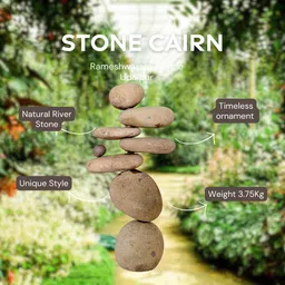 r&m RM Garden Decoration Stone – Natural River Stone Septuple Rock Cairn – Zen Garden Stack – Meditation & Home Decor – Art Collection image 3
