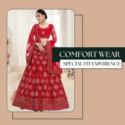 zaalima fashion with z logo ZAALIMA FASHION Clothing Women's Net Embroidered Semi-Stitched Bridal New Lehenga Choli with Dupatta image 5