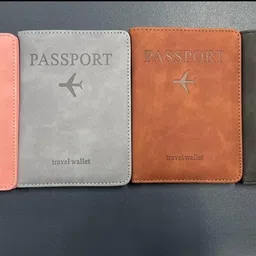 arj Passport Holder Cover Travel Wallet Organiser, Passport Case with PU Leather Travel Document Holder for Men & Women Travel Accessories (Grey) image 2