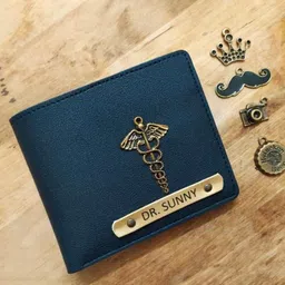 custom Imported Customised Wallet for Men | Customized Purse. Personalized Men's Wallet with Name and Charm (Blue) image 5