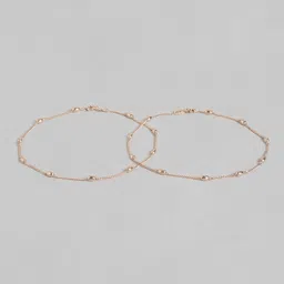 zavya 925 Sterling Silver Anklet Pair | Rose Gold Plated Adorned Women Chain Anklet | With Certificate of Authenticity and 925 Hallmark image 4