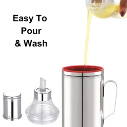 COURAGE ; BE THE CHANGE Stainless Steel Oil Dispenser | Leak-Proof & BPA-Free Oil Container for Cooking Oils & Vinegar | Durable Kitchen Accessory for Pouring & Storage (1000 ML, Silver_1) image 2