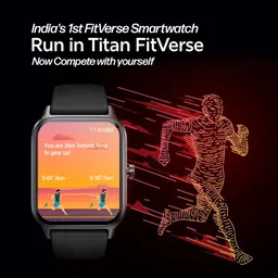Titan Traveller with 1.78" Superior AMOLED Display|India's First FitVerse Smartwatch|Built-in GPS|SingleSync BT Calling|Built-in Alexa|Music Storage with TWS Connect|Body Energy Count, Black image 3