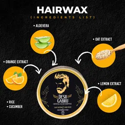 Desii Gabru Orange Extract Hair Wax – Strong Hold & Matte Finish Hair Styling Wax with Natural Orange, Aloe Vera, Lemon, & Oats Extract (100g) image 4