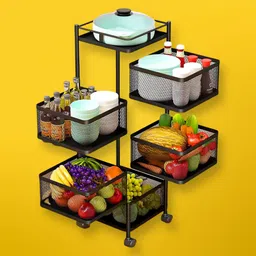 CreativeBuzz Metal Kitchen Trolley with Wheels,Kitchen Organizer Items&Storage Solutions for Squre Kitchen Organizer&Kitchen Accessories Items (5 Layer) image 1