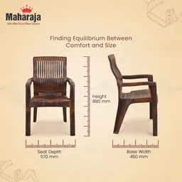 MAHARAJA Chair Set of 4 | Plastic Chair for Home, Living Room | Bearing Capacity Upto 200Kg | Back Support | Strong and Sturdy Structure | Plastic Chair with Arm Rest (Pre-Assembled) image 3